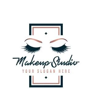 Eyelash and Makeup Studio Frame Logo Design Illustrazione stock