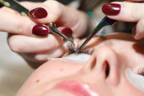 Eyelash extension  close-up Foto stock
