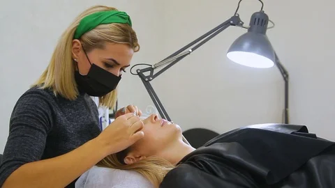Eyelash Extension Procedure Stock Footage 97197349