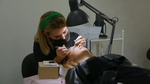 Eyelash Extension Procedure Stock Footage 97197483