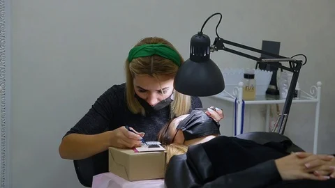 Eyelash Extension Procedure Stock Footage 97197726