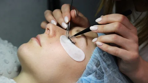 Eyelash Extension Procedure Stock Footage 128565487