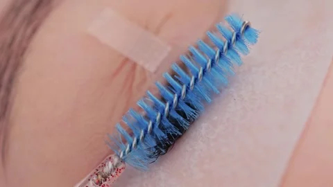 Eyelash extension procedure. The working process of professional beauty master Video stock 268761638