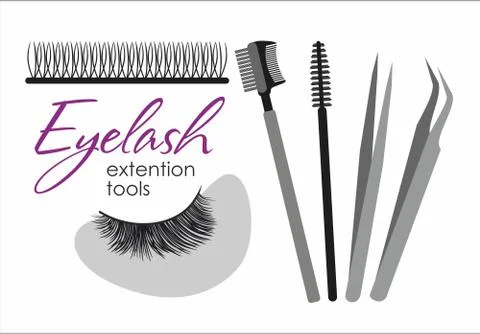 Eyelash extension tools. Vector set Stock Illustration