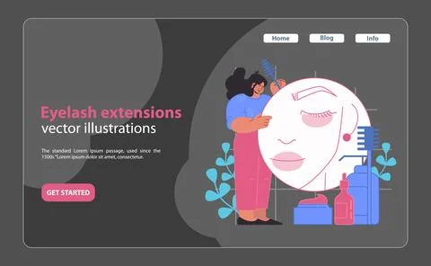 Eyelash extensions service. Flat vector illustration. Stock Illustration