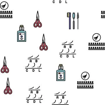 Eyelashes Extension Vector Seamless Pattern Stock Illustration