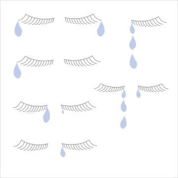 Eyelashes with tears vector drawing Stock Illustration