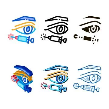 Eyelid surgery anesthesia icon vector outline forms Stock Illustration