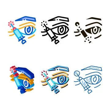 Eyelid surgery concepts local anesthesia icon vector outline Stock Illustration