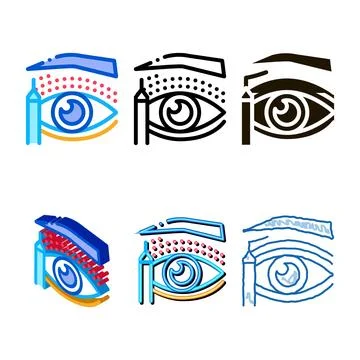 Eyelid surgery design phase icon pack vector outline Stock Illustration