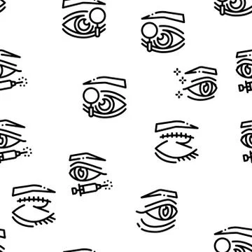 Eyelid Surgery Healthy Seamless Pattern Vector Stock Illustration