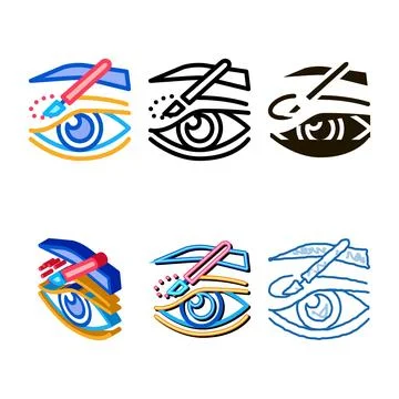 Eyelid surgery incision icon vector range outline Stock Illustration
