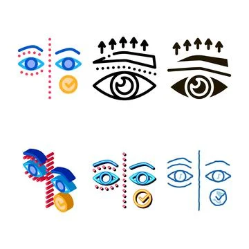 Eyelid surgery multistyle before and after icon vector outline Stock Illustration