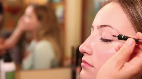 Eyeliner Close Up Application Stock Footage 57753116
