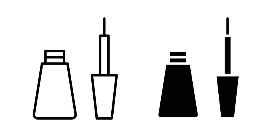 Eyeliner icon solid, line, and editable vector set. Stock Illustration