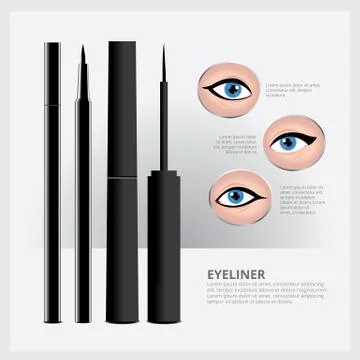 Eyeliner Packaging with Types of Eye Makeup Illustrazione stock