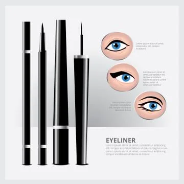 Eyeliner Packaging with Types of Eye Makeup 스톡 일러스트