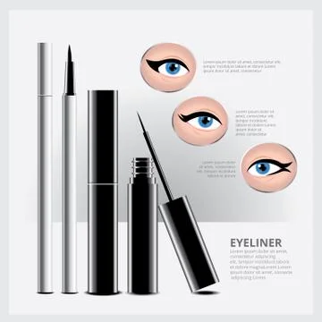 Eyeliner Packaging with Types of Eye Makeup Stock Illustration