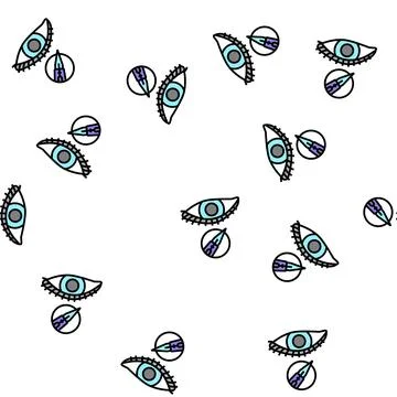 Eyeliner tattoo vector seamless pattern Stock Illustration
