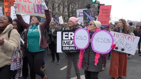 Eyes on 2020 election, Women's March 2019, Washington, DC, Stock footage Видео