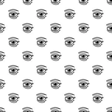 Eyes blepharoplasty procedure pattern on white background Stock Illustration