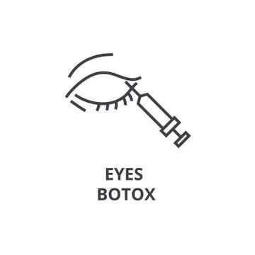 Eyes botox thin line icon, sign, symbol, illustation, linear concept, vector Ilustração Stock