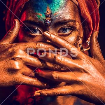 The eyes of a dancing eastern girl Stock Photos