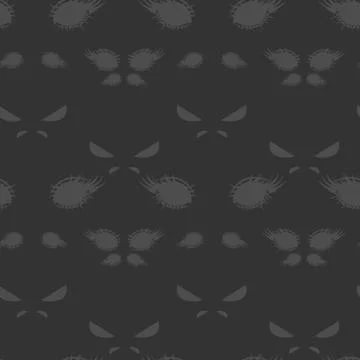 Eyes in darkness seamless pattern, nightmare background,, Stock Illustration