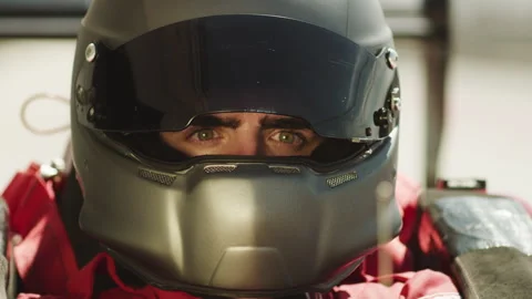 Eyes of a driver through the helmet Stock Footage 264373650