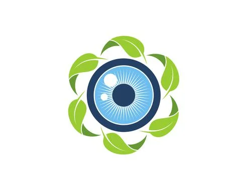 Eyes environment in the circular nature leaf logo 스톡 일러스트