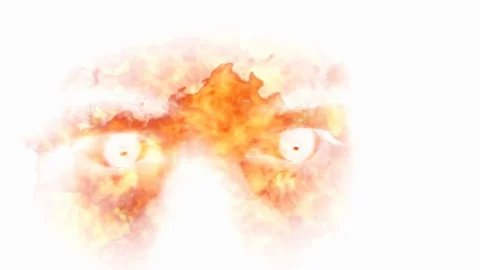 Eyes On Fire Double Exposure Devilish Face Loop Stock Footage 114969562