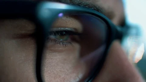 Eyes hacker in glasses for vision Stock Footage 128747660