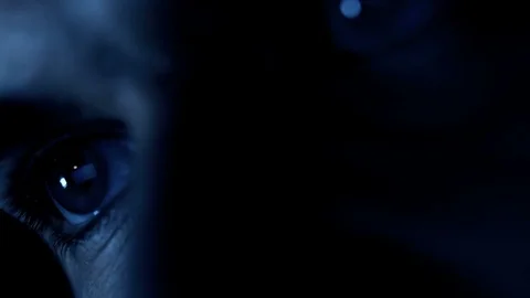 Eyes of hackers attacking the system on the computer in the dark Stock Footage 83712239