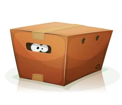 Eyes Inside Cardboard Box Stock Illustration