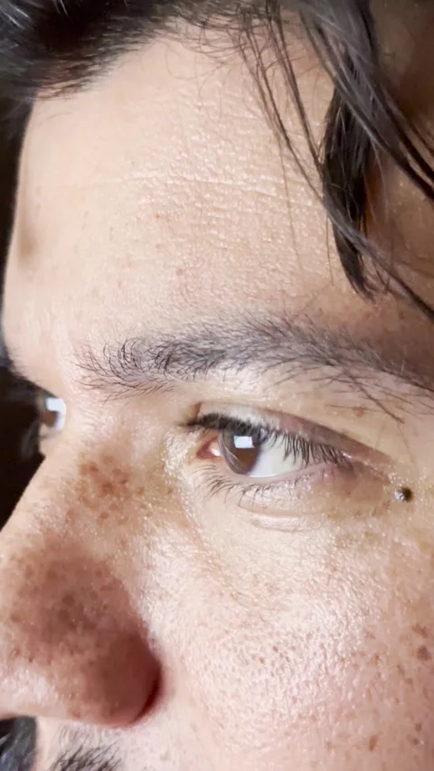 Eyes of a man in front of a computer screen in close up Stock Footage 347792464