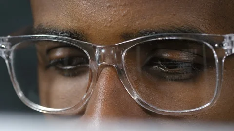 Eyes of Man Reading from Computer Screen Video stock 103530006