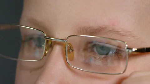 Eyes of School Boy Using Computer Video stock 103528270