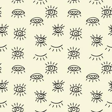 Eyes seamless abstract repeat pattern vector with eye elements Stock Illustration