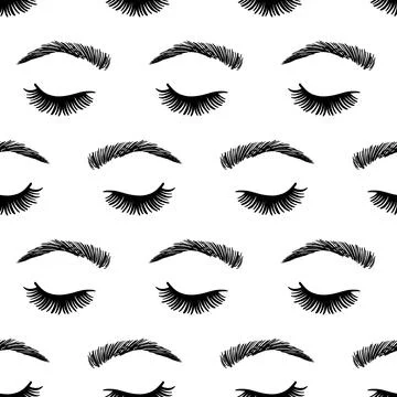 Eyes Seamless Pattern Beauty Eyelashes Background Illustrazione stock
