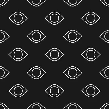 Eyes seamless pattern in black and white Illustrazione stock