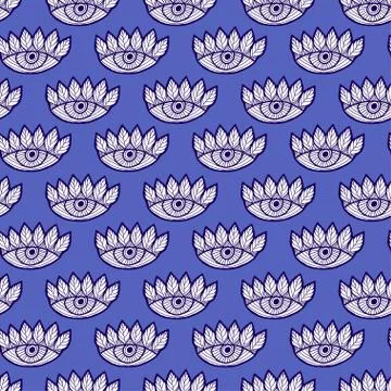 Eyes seamless pattern on blue background. Vector pattern for textile, wallpap Stock Illustration