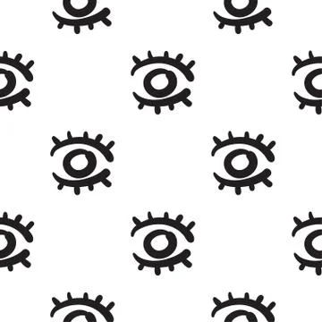 Eyes seamless pattern vector hand drawn Stock Illustration