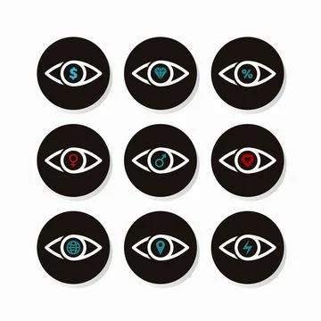 Eyes set with icons design vector illustration Stock Illustration
