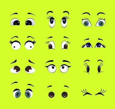 Eyes set. Vector cartoon human, or animal Eyes. Face expression, surprised,.. Illustrazione stock