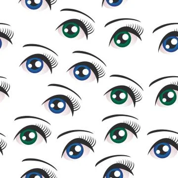 Eyes on white background seamless pattern. Vector Stock Illustration