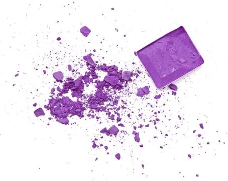 Eyeshadow in box and crushed samples isolated on white Stock Photos