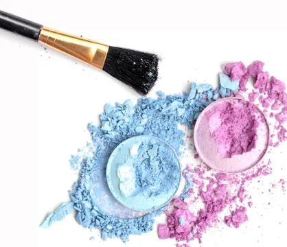 Eyeshadow with brush isolated on white Stock Photos