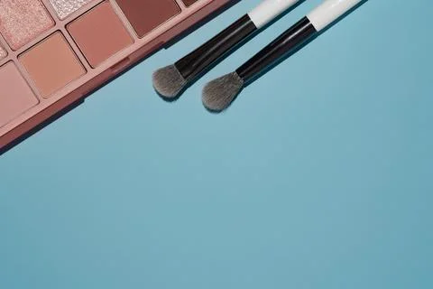 Eyeshadow makeup brushes background Stock Photos