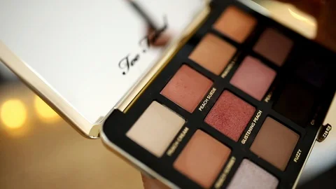 Eyeshadow palette seen up close Stock Footage 121040648