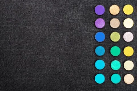 Eyeshadow pallete in straight rows Stock Photos